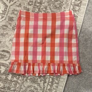 J. Crew Pink and Orange Plaid Skirt